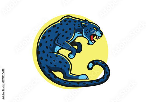 Blue panther pouncing mascot vector logo: Gaming logo - Gaming Mascot - esport mascot vector illustration  Logo, Mascot, E-Sport, vector mascot - Mascot Logo