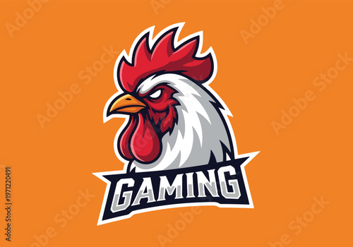 Rooster gaming mascot logo with text: Gaming logo - Gaming Mascot - esport mascot vector illustration  Logo, Mascot, E-Sport, vector mascot - Mascot Logo