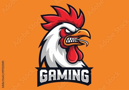 Angry rooster gamer mascot logo on orange: Gaming logo - Gaming Mascot - esport mascot vector illustration  Logo, Mascot, E-Sport, vector mascot - Mascot Logo