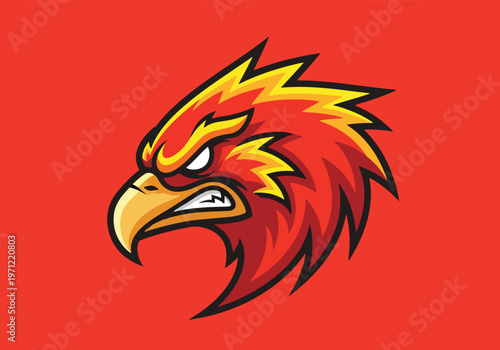 Fiery phoenix head gaming mascot design: Gaming logo - Gaming Mascot - esport mascot vector illustration  Logo, Mascot, E-Sport, vector mascot - Mascot Logo