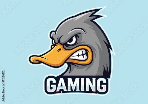 Angry duck gaming mascot logo with text: Gaming logo - Gaming Mascot - esport mascot vector illustration  Logo, Mascot, E-Sport, vector mascot - Mascot Logo