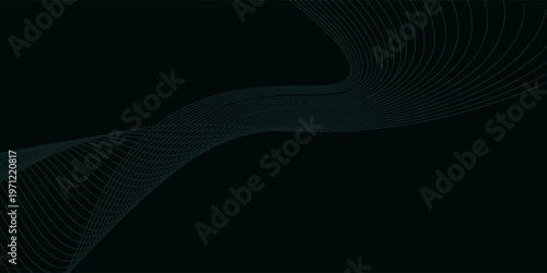 Dark abstract background with glowing wave. Shiny moving lines design element. Elegant dynamic wavy lines. Modern futuristic technology concept. Vector illustration