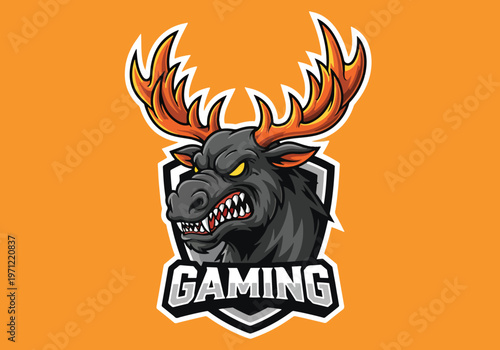 Moose head gaming mascot with flaming antlers: Gaming logo - Gaming Mascot - esport mascot vector illustration  Logo, Mascot, E-Sport, vector mascot - Mascot Logo