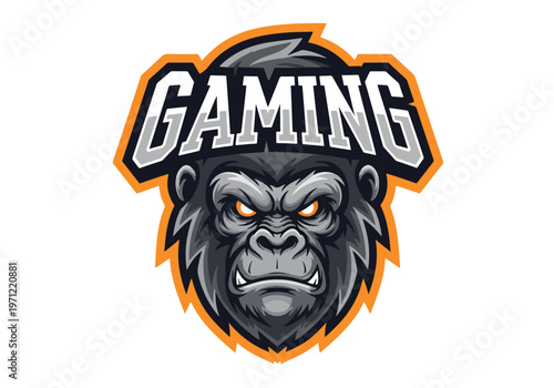 Gorilla gaming mascot logo with orange glow: Gaming logo - Gaming Mascot - esport mascot vector illustration  Logo, Mascot, E-Sport, vector mascot - Mascot Logo