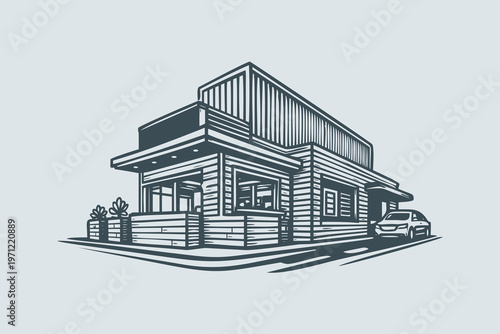 Modern Drive Thru Coffee Shop Renovated Building For Events