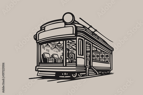 Renovated Tram Laundromat Illustration