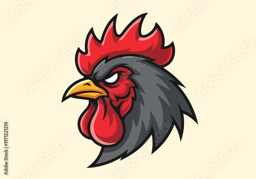 Red and grey rooster head mascot logo: Gaming logo - Gaming Mascot - esport mascot vector illustration  Logo, Mascot, E-Sport, vector mascot - Mascot Logo
