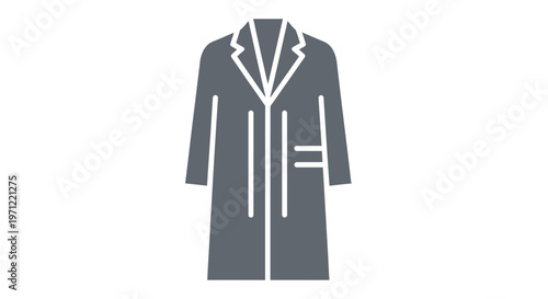 A minimalist and modern vector illustration of a lab coat in gray color on a white background