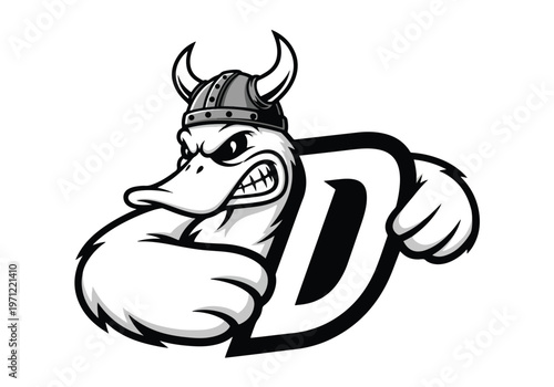 Viking duck mascot with letter D design: Gaming logo - Gaming Mascot - esport mascot vector illustration  Logo, Mascot, E-Sport, vector mascot - Mascot Logo