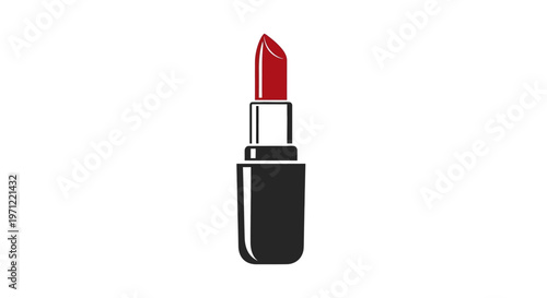 Minimalist Lipstick Illustration Against White Background, Makeup Product, Cosmetic Design