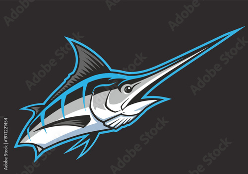Blue marlin fish gaming mascot design: Gaming logo - Gaming Mascot - esport mascot vector illustration  Logo, Mascot, E-Sport, vector mascot - Mascot Logo