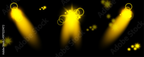 Dynamic orange glow light effects set explosions flares sparkling light elements