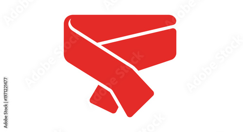 Minimalist red scarf logo on white background, modern style, simple design and shape