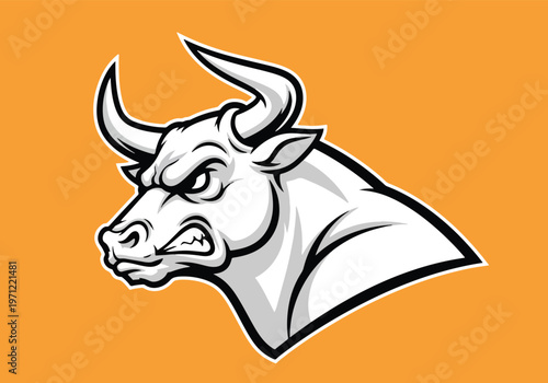 White bull head aggressive mascot logo: Gaming logo - Gaming Mascot - esport mascot vector illustration  Logo, Mascot, E-Sport, vector mascot - Mascot Logo