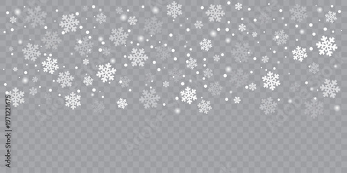 Falling snowflakes icon set collection in flat style. Christmas snowfall vector illustration on isolated background. Snow flake sign business concept.