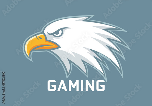 White eagle head gaming text logo: Gaming logo - Gaming Mascot - esport mascot vector illustration  Logo, Mascot, E-Sport, vector mascot - Mascot Logo