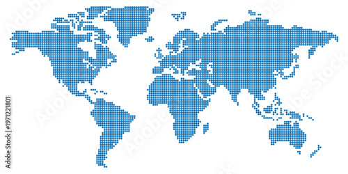 Worldwide map with dots in flat style. Dotted world map vector illustration on isolated background. Continent cartography sign business concept.