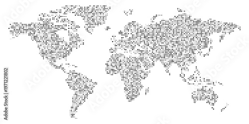 Worldwide map with dots in flat style. Dotted world map vector illustration on isolated background. Continent cartography sign business concept.
