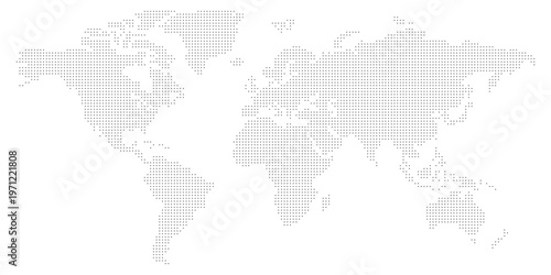 Worldwide map with dots in flat style. Dotted world map vector illustration on isolated background. Continent cartography sign business concept.
