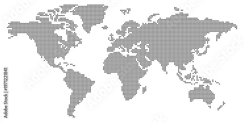 Worldwide map with dots in flat style. Dotted world map vector illustration on isolated background. Continent cartography sign business concept.