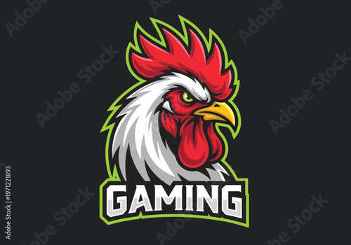 Colorful rooster head gaming mascot: Gaming logo - Gaming Mascot - esport mascot vector illustration  Logo, Mascot, E-Sport, vector mascot - Mascot Logo