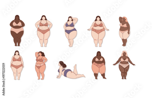 Puffy Lingerie Girl Silhouette Sticker, Soft Inflated Body Positive Vector, Modern Tactile All the Feels Sensual Illustration