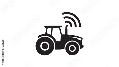 Smart Farming Tractor with WiFi Signal Icon Agriculture Technology and Precision Farming Vector