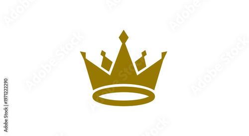 A Gold Crown Symbol Isolated on a White Background Representing Authority and Royalty