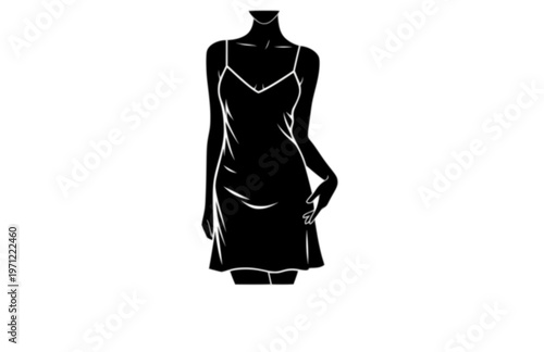 Minimalist Silk Slip Dress Girl Silhouette, Quiet Luxury Sensual Fashion Vector, Modern Sophisticated Lifestyle Icon