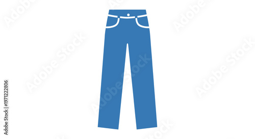 A minimalistic illustration of a pair of blue denim jeans on a stark white background