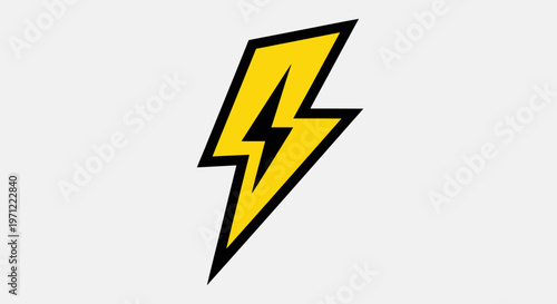 Free Download Illustration of a Bold Yellow and Black Lightning Bolt Symbol on White Background - GFXLoad