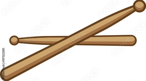 Drumsticks crossed on white background.