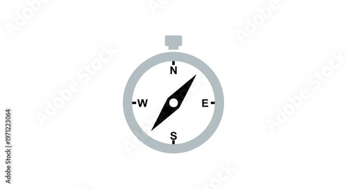 Minimalist compass illustration depicting navigation, direction, orientation, and wayfinding