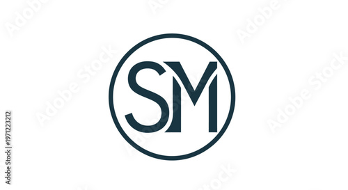 Minimalist monogram emblem design featuring the letters 'SM' enclosed in a circular frame