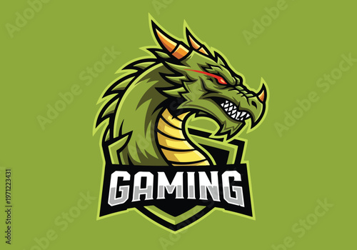 Green dragon head mascot gaming emblem: Gaming logo - Gaming Mascot - esport mascot vector illustration  Logo, Mascot, E-Sport, vector mascot - Mascot Logo