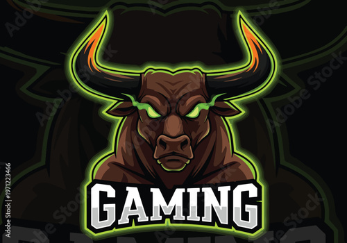 Furious bull head mascot gaming emblem: Gaming logo - Gaming Mascot - esport mascot vector illustration  Logo, Mascot, E-Sport, vector mascot - Mascot Logo