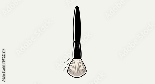 Illustration of a makeup brush against a minimalist beige background design