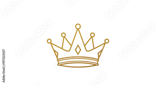 Minimalist Golden Crown Illustration on White Background, Royalty Emblem, Vector Design