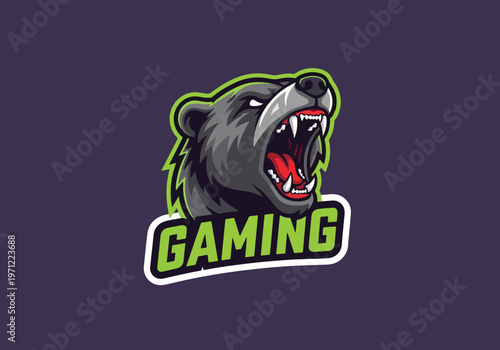 Neon green bear mascot logo for gaming: Gaming logo - Gaming Mascot - esport mascot vector illustration  Logo, Mascot, E-Sport, vector mascot - Mascot Logo