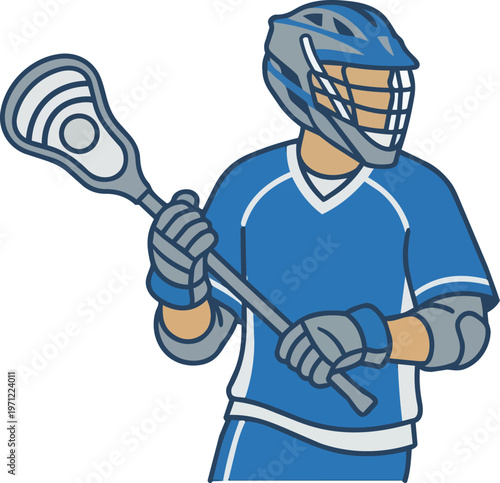 Lacrosse Player in Blue Uniform.