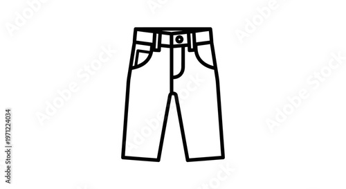 Minimalistic black and white illustration of denim shorts ready for a clothing design project