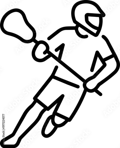 Lacrosse Player in Action Pose.