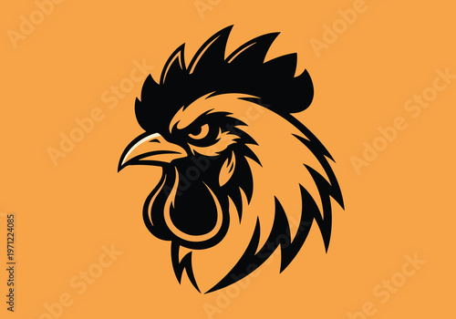 Fierce rooster mascot head on orange: Gaming logo - Gaming Mascot - esport mascot vector illustration  Logo, Mascot, E-Sport, vector mascot - Mascot Logo
