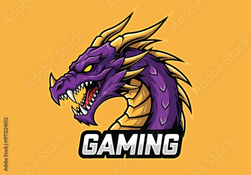 Purple dragon mascot logo for gaming: Gaming logo - Gaming Mascot - esport mascot vector illustration  Logo, Mascot, E-Sport, vector mascot - Mascot Logo