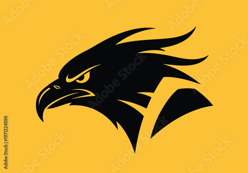 Eagle head silhouette vector on yellow background: Gaming logo - Gaming Mascot - esport mascot vector illustration  Logo, Mascot, E-Sport, vector mascot - Mascot Logo