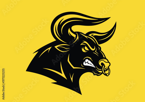 Black bull head mascot with golden horns: Gaming logo - Gaming Mascot - esport mascot vector illustration  Logo, Mascot, E-Sport, vector mascot - Mascot Logo