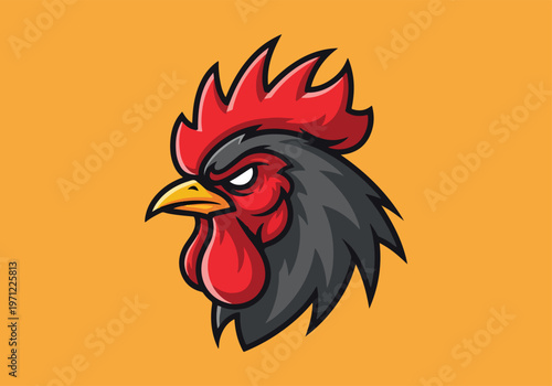 Aggressive rooster head with red comb illustration: Gaming logo - Gaming Mascot - esport mascot vector illustration  Logo, Mascot, E-Sport, vector mascot - Mascot Logo