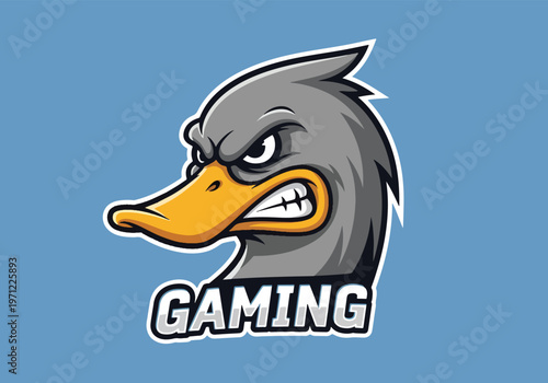 Angry grey duck head gaming logo: Gaming logo - Gaming Mascot - esport mascot vector illustration  Logo, Mascot, E-Sport, vector mascot - Mascot Logo