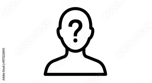 Silhouette Icon of a Person with a Question Mark Indicating Unknown Identity.