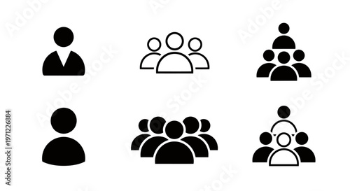 Illustration of diverse groups of people icons symbolizing teamwork and community.